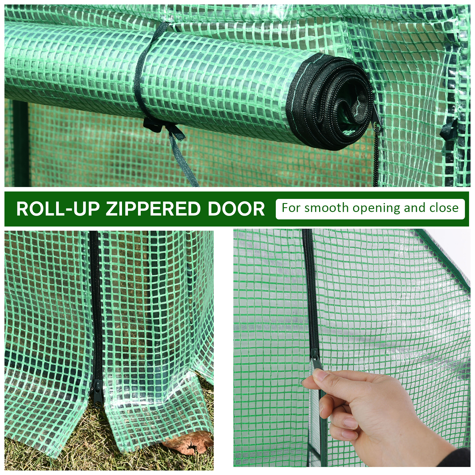 Outsunny Portable Greenhouse PVC Cover Metal Frame w/ Zipper 100 x 50 x